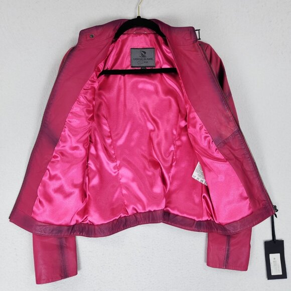 Women's Pink Leather Jacket - Picture 9 of 16